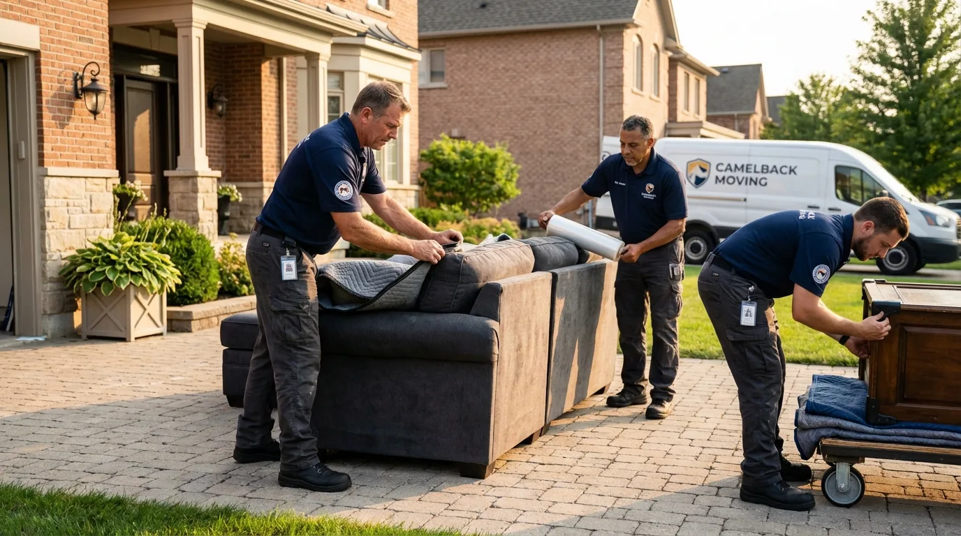 Large estate moving crew wrapping furniture in Mound City, SD