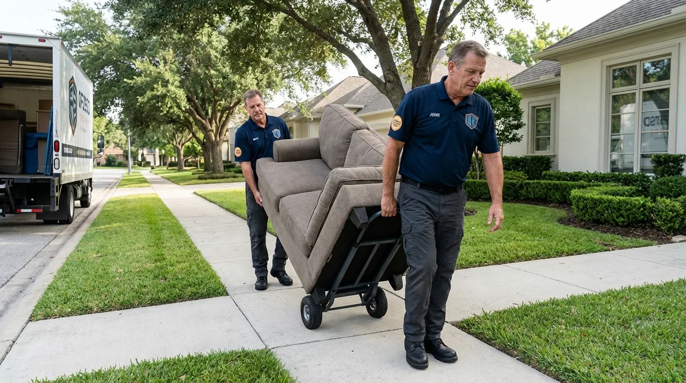 Local residential moving crew loading furniture in Mound City, SD